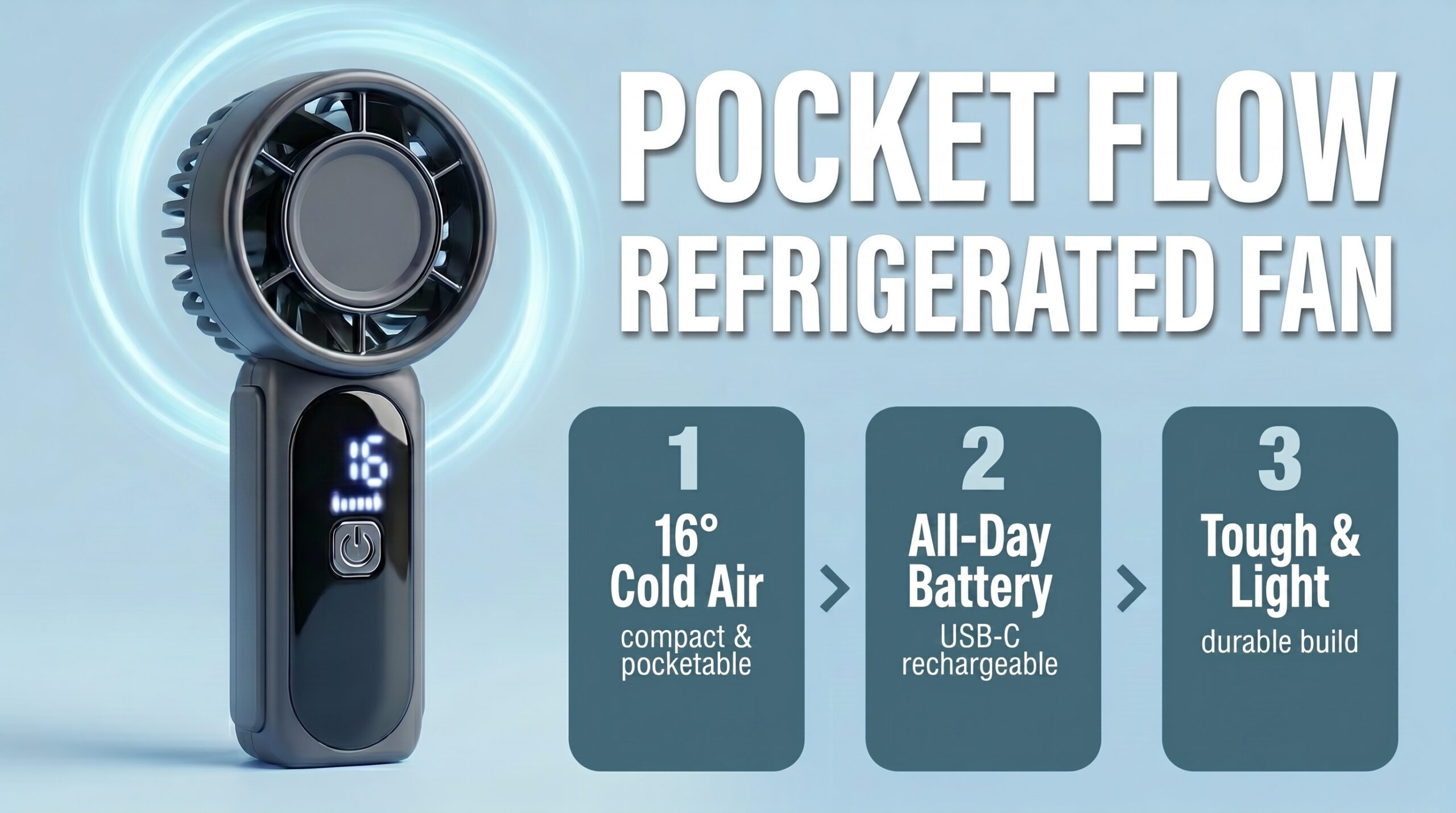 pocket flow silent portable refrigerated fan